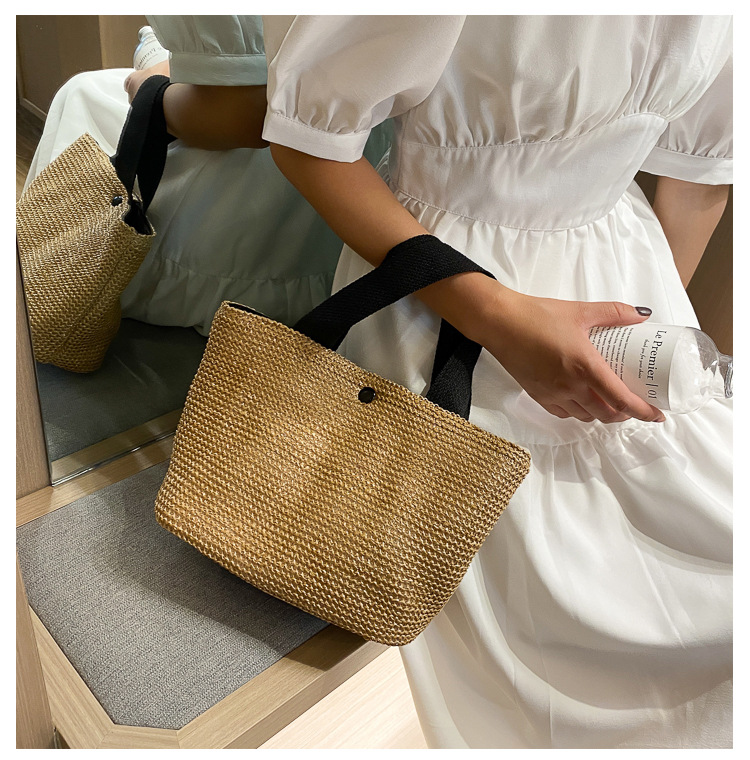 New Internet Celebrity Seaside Summer Beach Holiday Fashion Imitation Straw Woven Bag Retro Handbag Straw Bag Women New Internet Celebrity Seaside Summer Beach Holiday Fashion Imitation Straw Woven Bag Retro Handbag Straw Bag Women