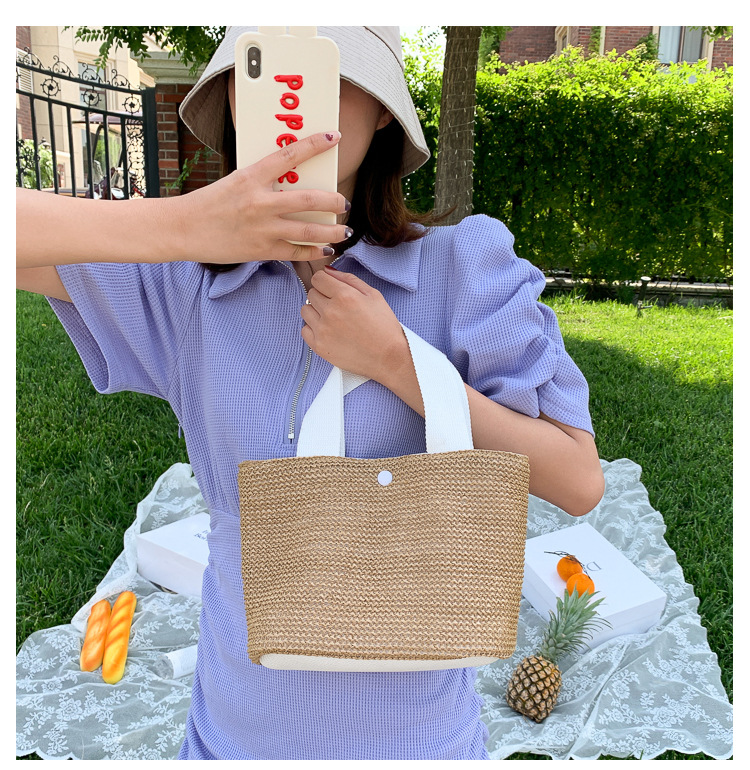 New Internet Celebrity Seaside Summer Beach Holiday Fashion Imitation Straw Woven Bag Retro Handbag Straw Bag Women New Internet Celebrity Seaside Summer Beach Holiday Fashion Imitation Straw Woven Bag Retro Handbag Straw Bag Women