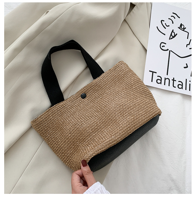 New Internet Celebrity Seaside Summer Beach Holiday Fashion Imitation Straw Woven Bag Retro Handbag Straw Bag Women New Internet Celebrity Seaside Summer Beach Holiday Fashion Imitation Straw Woven Bag Retro Handbag Straw Bag Women