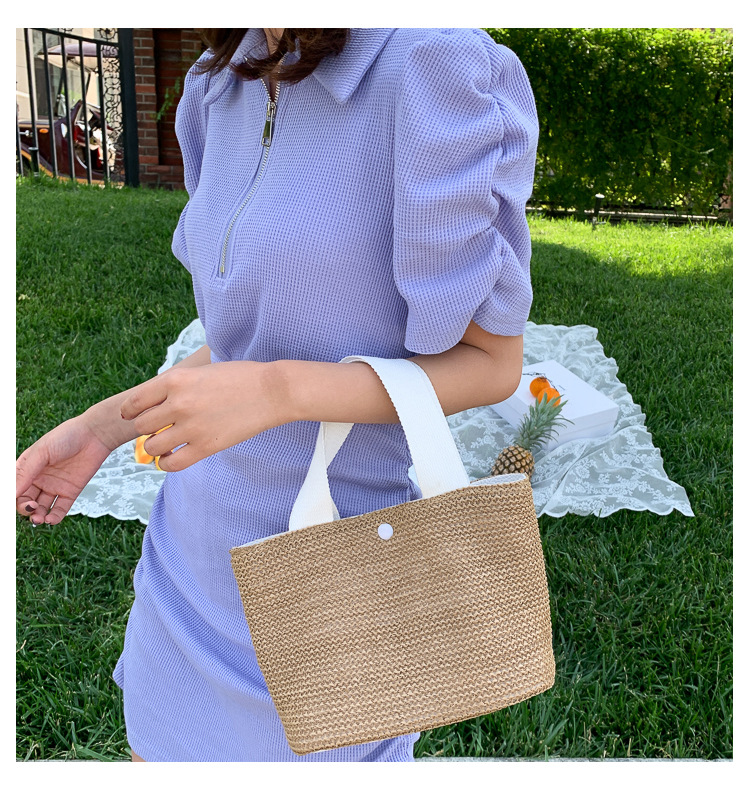 New Internet Celebrity Seaside Summer Beach Holiday Fashion Imitation Straw Woven Bag Retro Handbag Straw Bag Women New Internet Celebrity Seaside Summer Beach Holiday Fashion Imitation Straw Woven Bag Retro Handbag Straw Bag Women