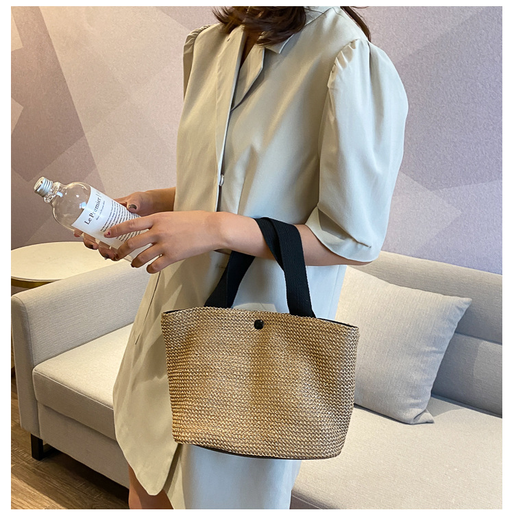 New Internet Celebrity Seaside Summer Beach Holiday Fashion Imitation Straw Woven Bag Retro Handbag Straw Bag Women New Internet Celebrity Seaside Summer Beach Holiday Fashion Imitation Straw Woven Bag Retro Handbag Straw Bag Women
