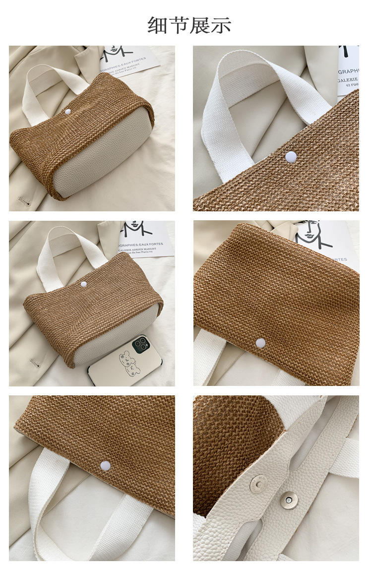 New Internet Celebrity Seaside Summer Beach Holiday Fashion Imitation Straw Woven Bag Retro Handbag Straw Bag Women New Internet Celebrity Seaside Summer Beach Holiday Fashion Imitation Straw Woven Bag Retro Handbag Straw Bag Women
