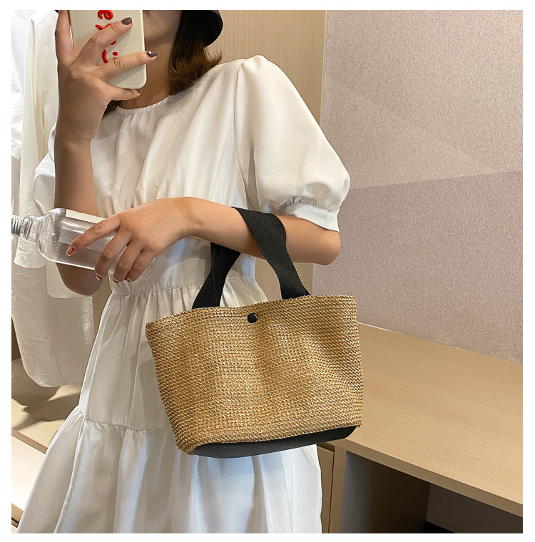 New Internet Celebrity Seaside Summer Beach Holiday Fashion Imitation Straw Woven Bag Retro Handbag Straw Bag Women New Internet Celebrity Seaside Summer Beach Holiday Fashion Imitation Straw Woven Bag Retro Handbag Straw Bag Women