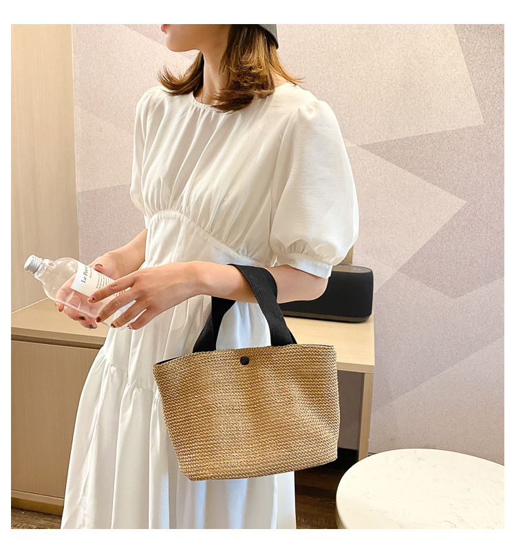 New Internet Celebrity Seaside Summer Beach Holiday Fashion Imitation Straw Woven Bag Retro Handbag Straw Bag Women New Internet Celebrity Seaside Summer Beach Holiday Fashion Imitation Straw Woven Bag Retro Handbag Straw Bag Women