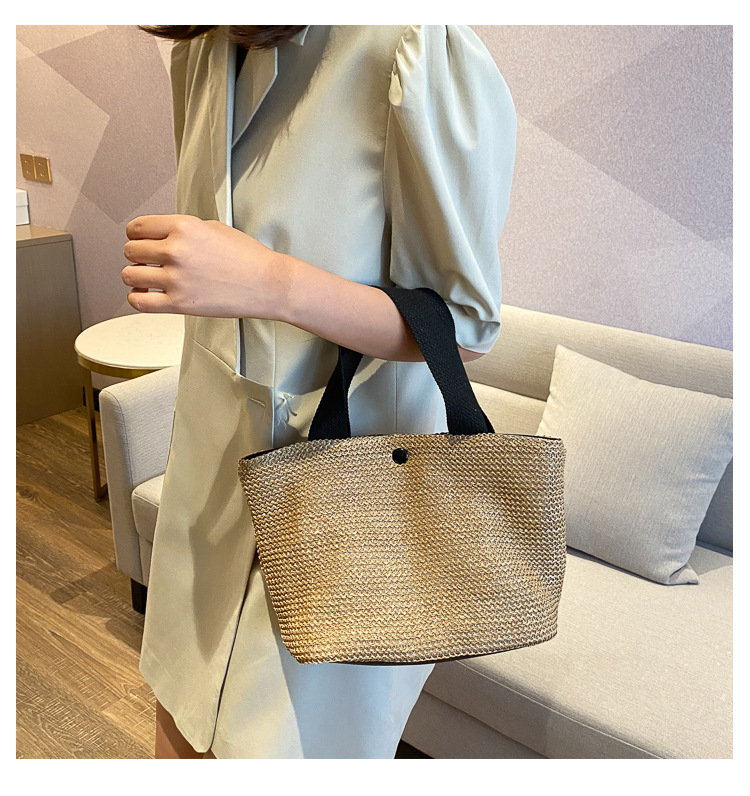 New Internet Celebrity Seaside Summer Beach Holiday Fashion Imitation Straw Woven Bag Retro Handbag Straw Bag Women New Internet Celebrity Seaside Summer Beach Holiday Fashion Imitation Straw Woven Bag Retro Handbag Straw Bag Women