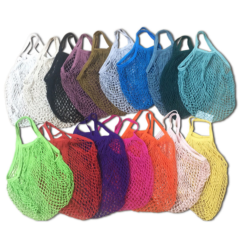 Wholesale Portable Cotton Mesh Bag Supermarket Vegetable and Fruit Net Bag Shopping Bag Hollow Woven Bag