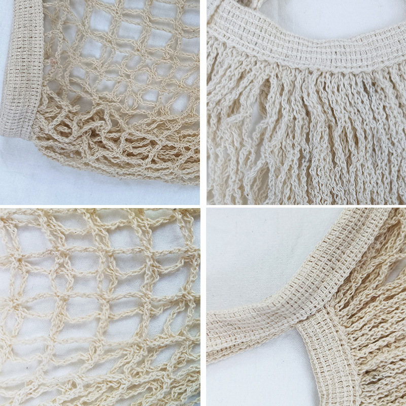 Wholesale Portable Cotton Mesh Bag Supermarket Vegetable and Fruit Net Bag Shopping Bag Hollow Woven Bag