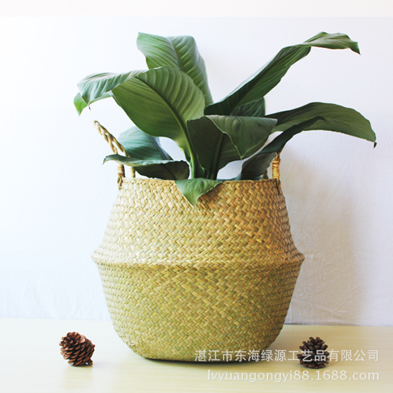 Straw woven bag Cosmetics storage bag dirty clothes basket embroidery items