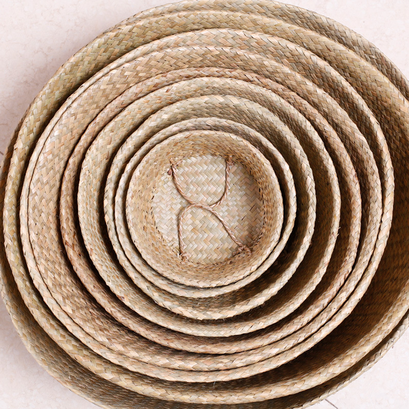 Straw woven bag Cosmetics storage bag dirty clothes basket embroidery items