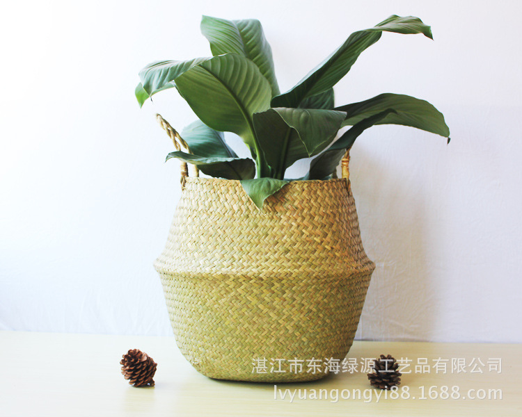 Straw woven bag Cosmetics storage bag dirty clothes basket embroidery items