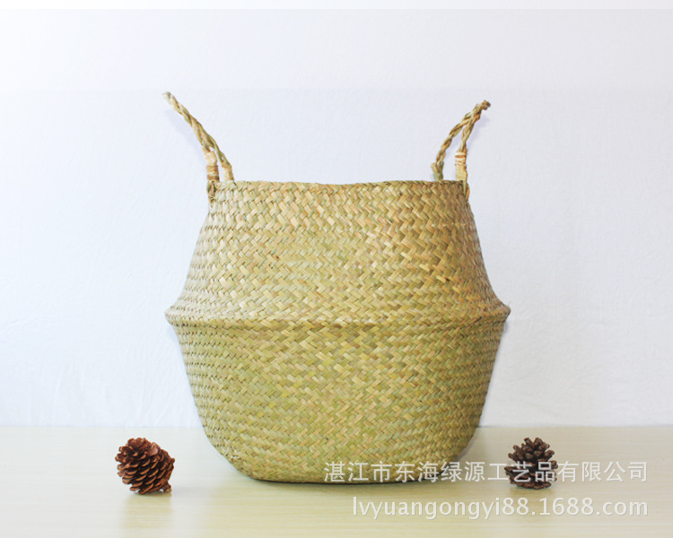 Straw woven bag Cosmetics storage bag dirty clothes basket embroidery items