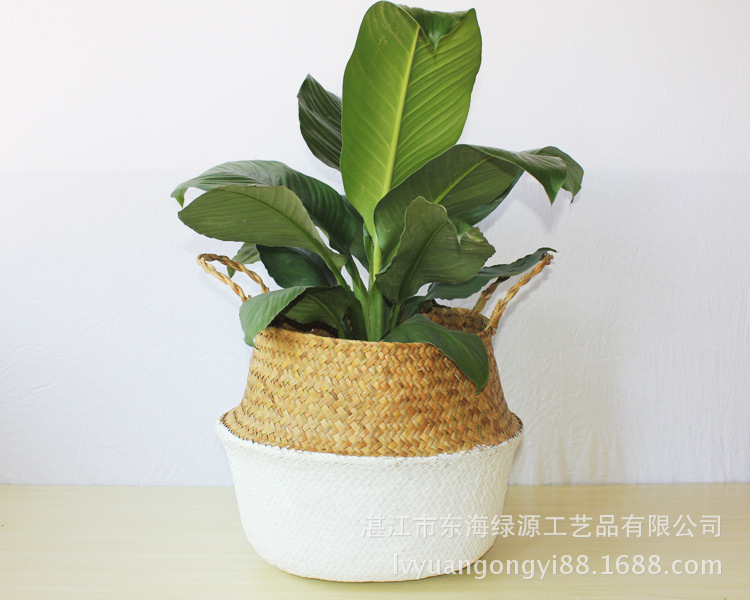 Straw woven bag Cosmetics storage bag dirty clothes basket embroidery items