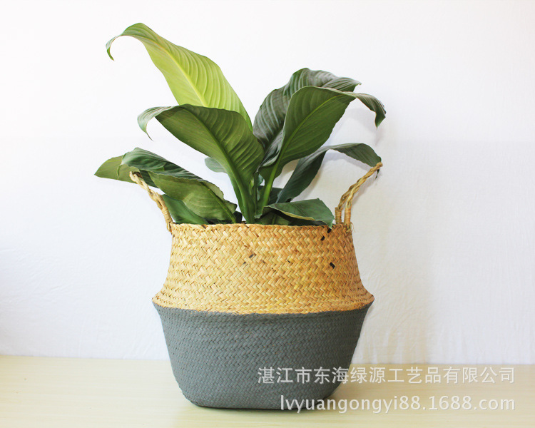 Straw woven bag Cosmetics storage bag dirty clothes basket embroidery items