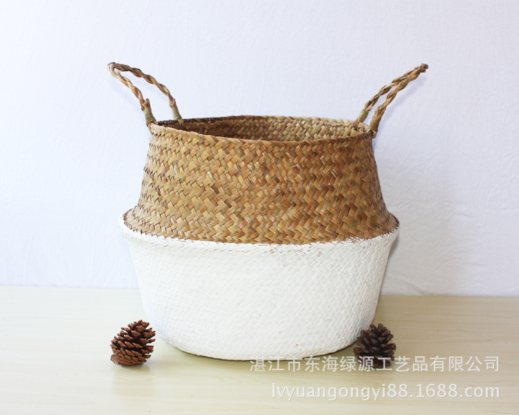 Straw woven bag Cosmetics storage bag dirty clothes basket embroidery items