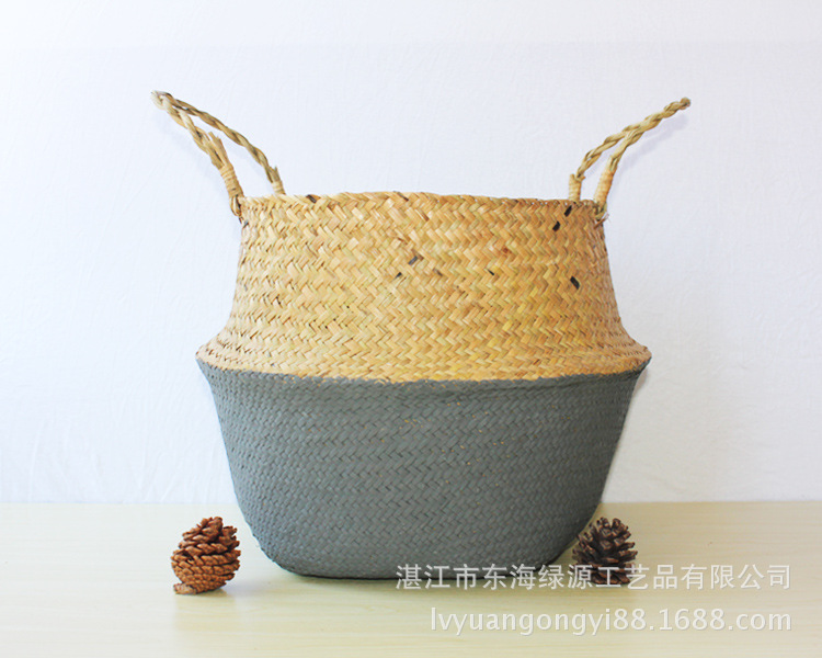 Straw woven bag Cosmetics storage bag dirty clothes basket embroidery items