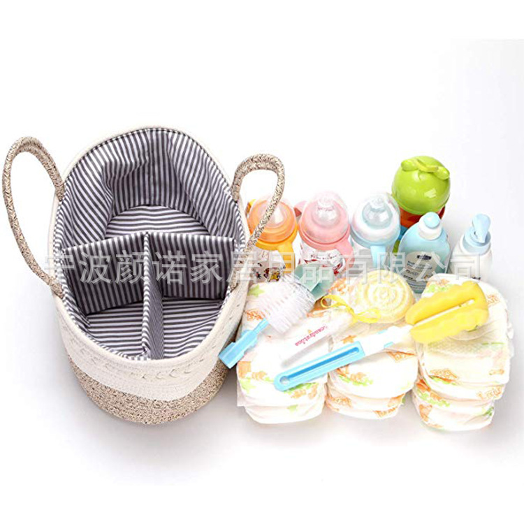 Amazon white grey cotton thread woven bag with collapsible mommy diaper with removable partition Amazon white grey cotton thread woven bag with collapsible mommy diaper with removable partition