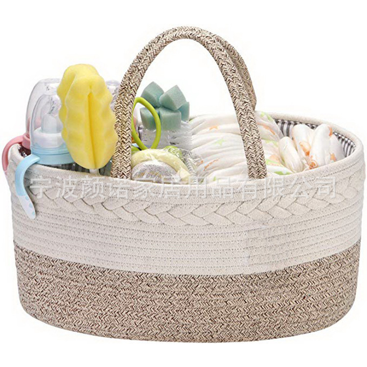 Amazon white grey cotton thread woven bag with collapsible mommy diaper with removable partition Amazon white grey cotton thread woven bag with collapsible mommy diaper with removable partition