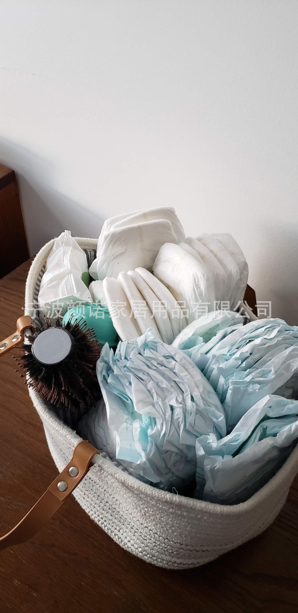 Amazon white grey cotton thread woven bag with collapsible mommy diaper with removable partition Amazon white grey cotton thread woven bag with collapsible mommy diaper with removable partition