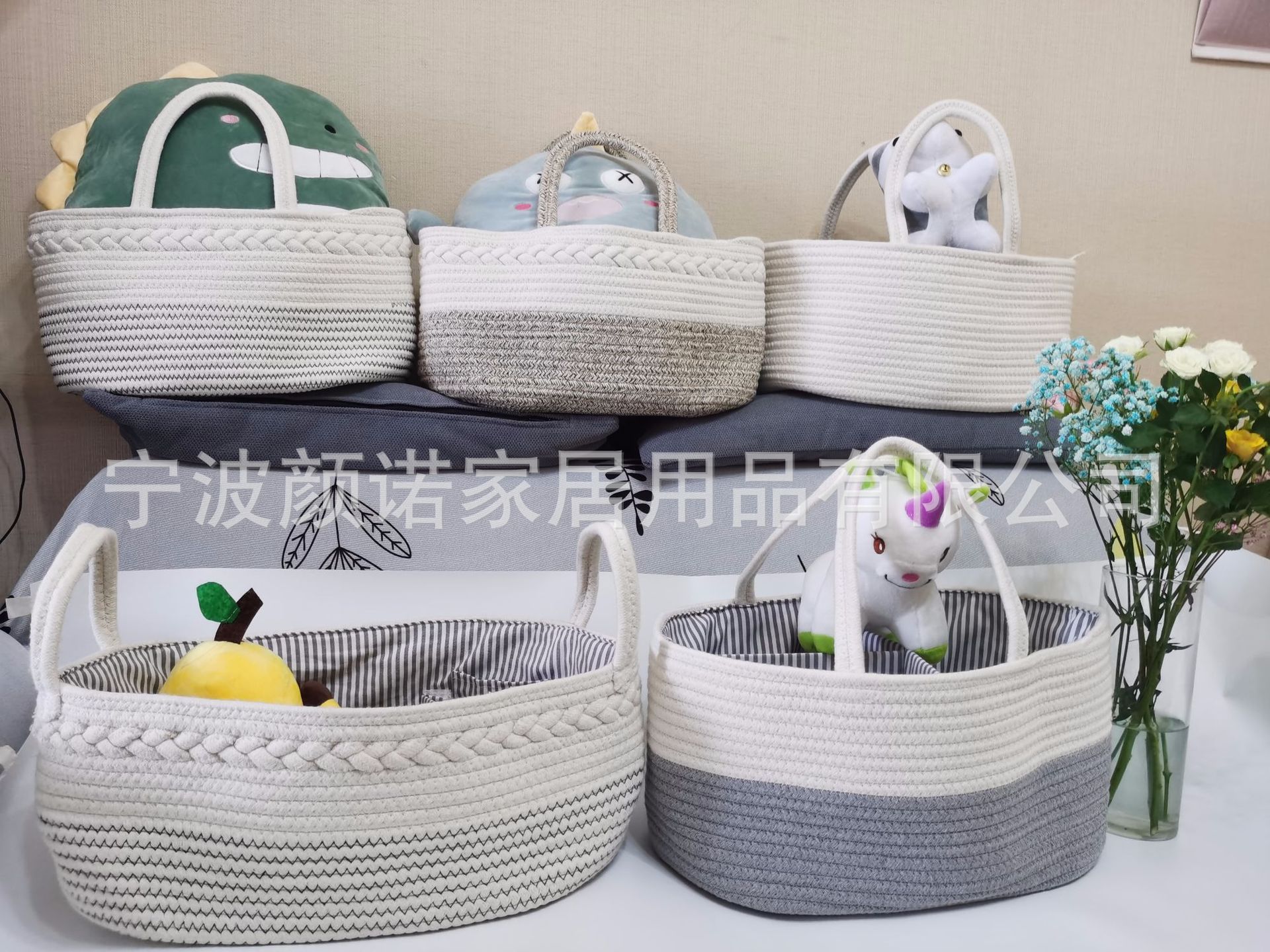 Amazon white grey cotton thread woven bag with collapsible mommy diaper with removable partition Amazon white grey cotton thread woven bag with collapsible mommy diaper with removable partition