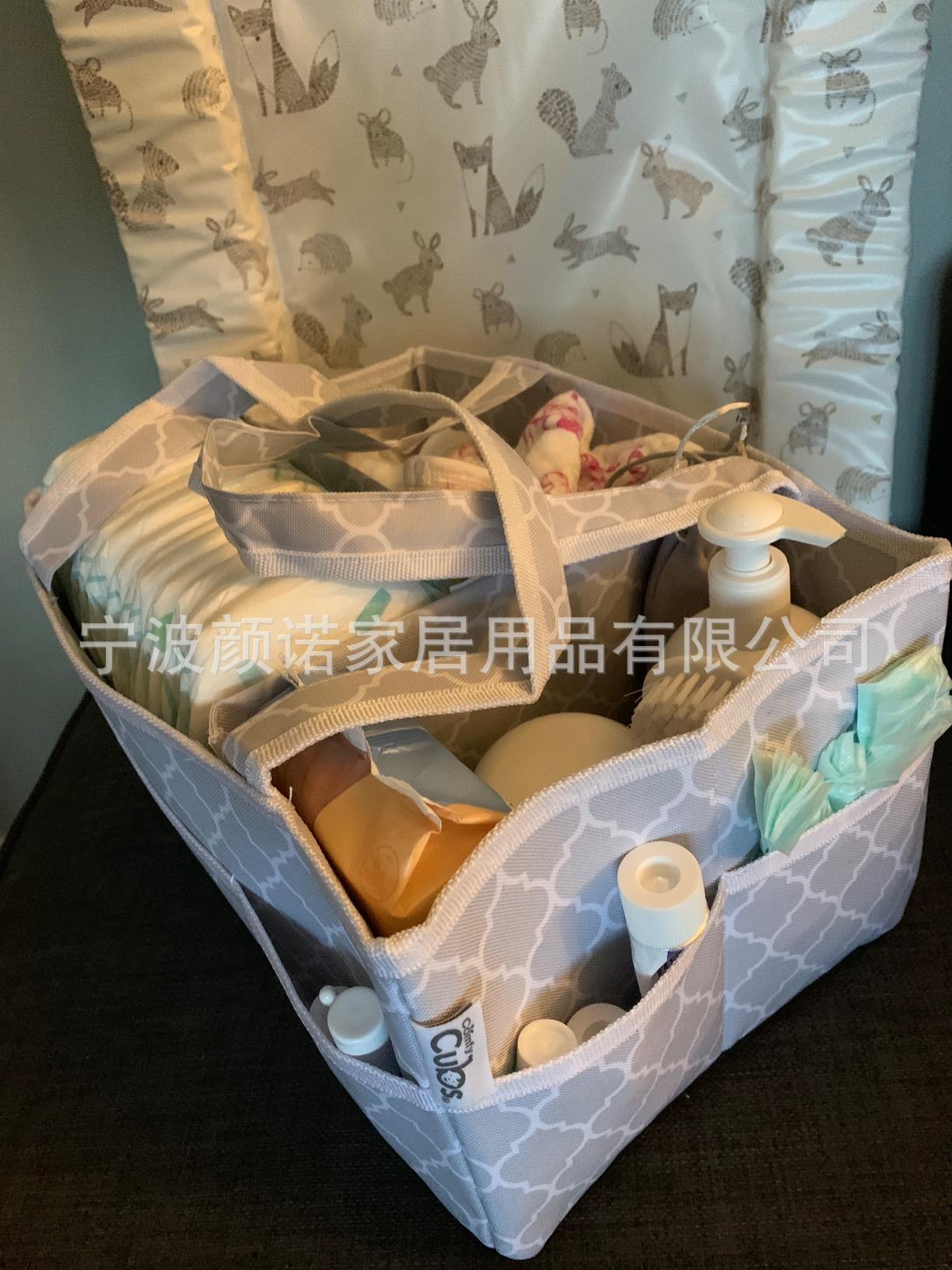 Amazon white grey cotton thread woven bag with collapsible mommy diaper with removable partition Amazon white grey cotton thread woven bag with collapsible mommy diaper with removable partition