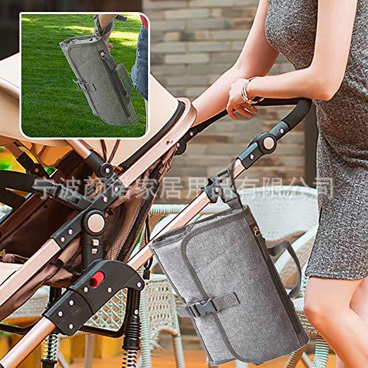 Amazon white grey cotton thread woven bag with collapsible mommy diaper with removable partition Amazon white grey cotton thread woven bag with collapsible mommy diaper with removable partition