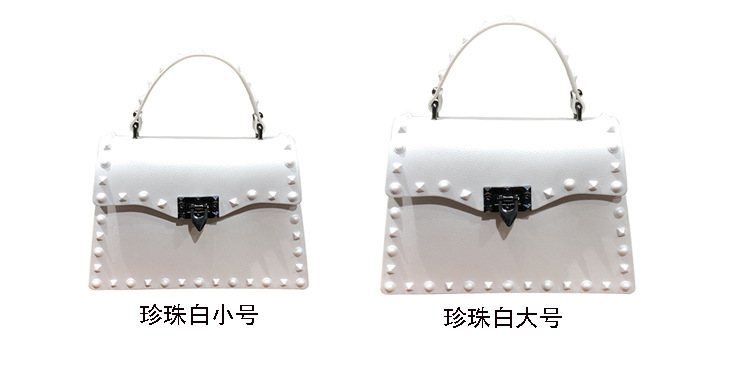 2022 European and American New Fashion Frosted and Matte PVC Gel Bag Trendy Colorful Crystals Rivet Hand-Carrying Shoulder Messenger Bag