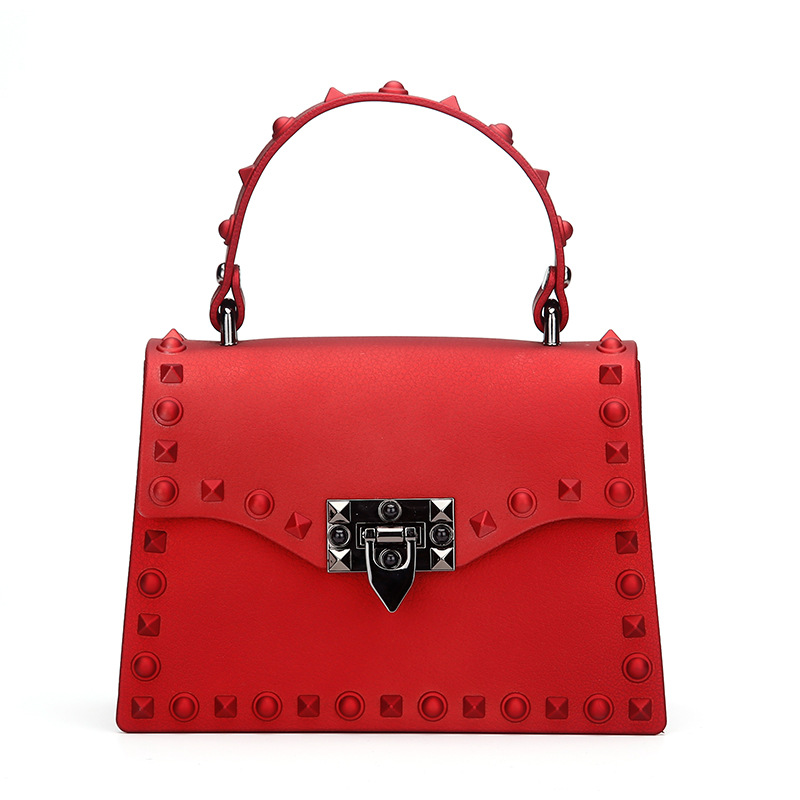 2022 European and American New Fashion Frosted and Matte PVC Gel Bag Trendy Colorful Crystals Rivet Hand-Carrying Shoulder Messenger Bag