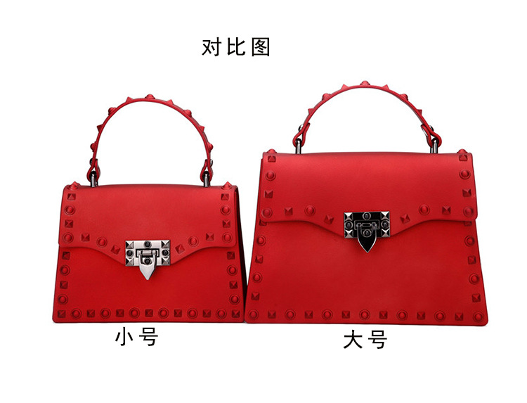 2022 European and American New Fashion Frosted and Matte PVC Gel Bag Trendy Colorful Crystals Rivet Hand-Carrying Shoulder Messenger Bag