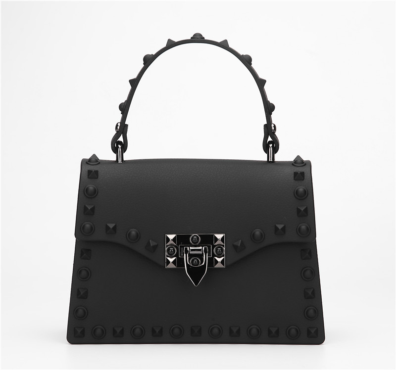 2022 European and American New Fashion Frosted and Matte PVC Gel Bag Trendy Colorful Crystals Rivet Hand-Carrying Shoulder Messenger Bag