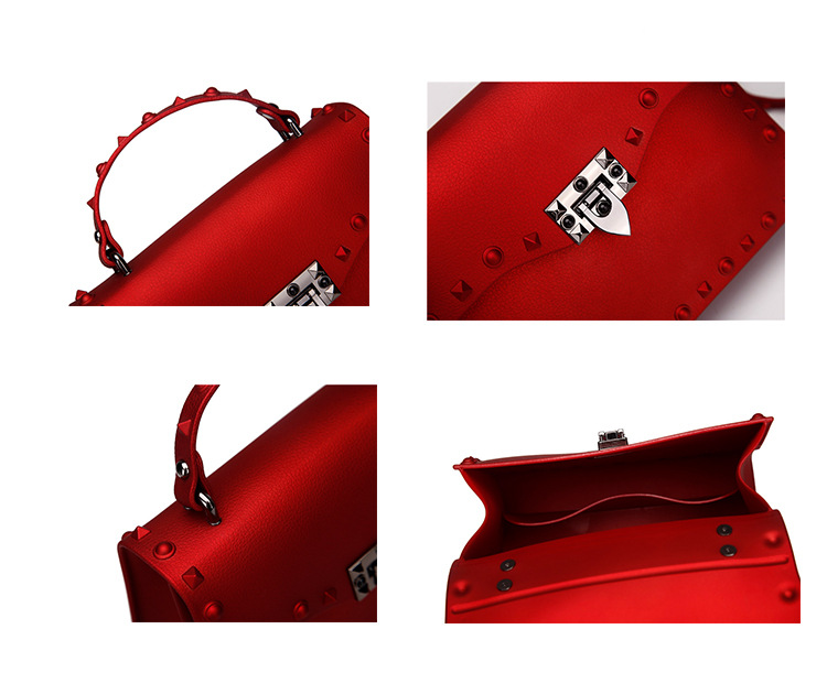 2022 European and American New Fashion Frosted and Matte PVC Gel Bag Trendy Colorful Crystals Rivet Hand-Carrying Shoulder Messenger Bag