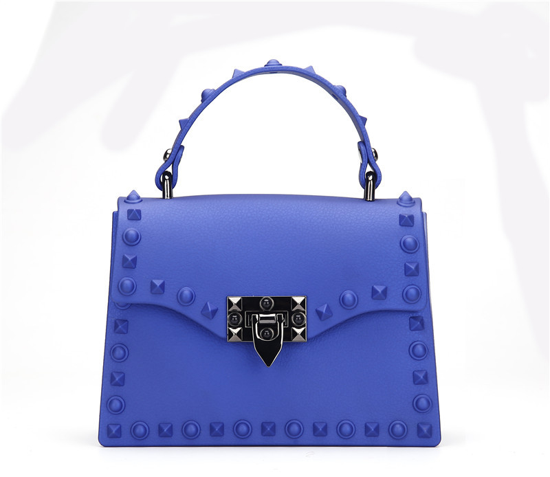 2022 European and American New Fashion Frosted and Matte PVC Gel Bag Trendy Colorful Crystals Rivet Hand-Carrying Shoulder Messenger Bag