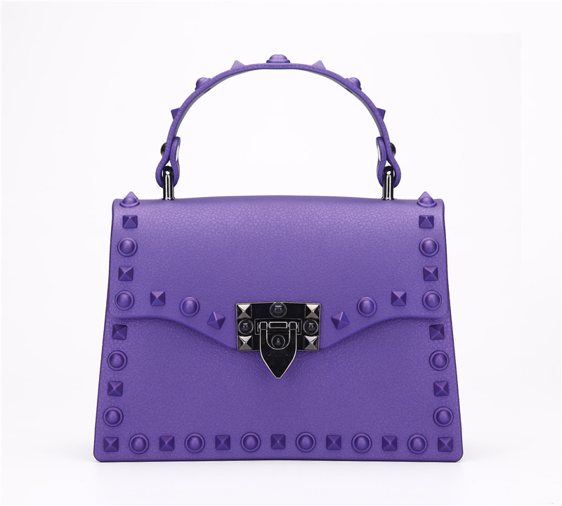 2022 European and American New Fashion Frosted and Matte PVC Gel Bag Trendy Colorful Crystals Rivet Hand-Carrying Shoulder Messenger Bag
