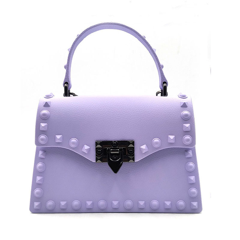 2022 European and American New Fashion Frosted and Matte PVC Gel Bag Trendy Colorful Crystals Rivet Hand-Carrying Shoulder Messenger Bag