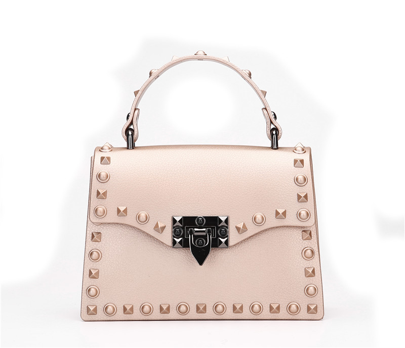2022 European and American New Fashion Frosted and Matte PVC Gel Bag Trendy Colorful Crystals Rivet Hand-Carrying Shoulder Messenger Bag