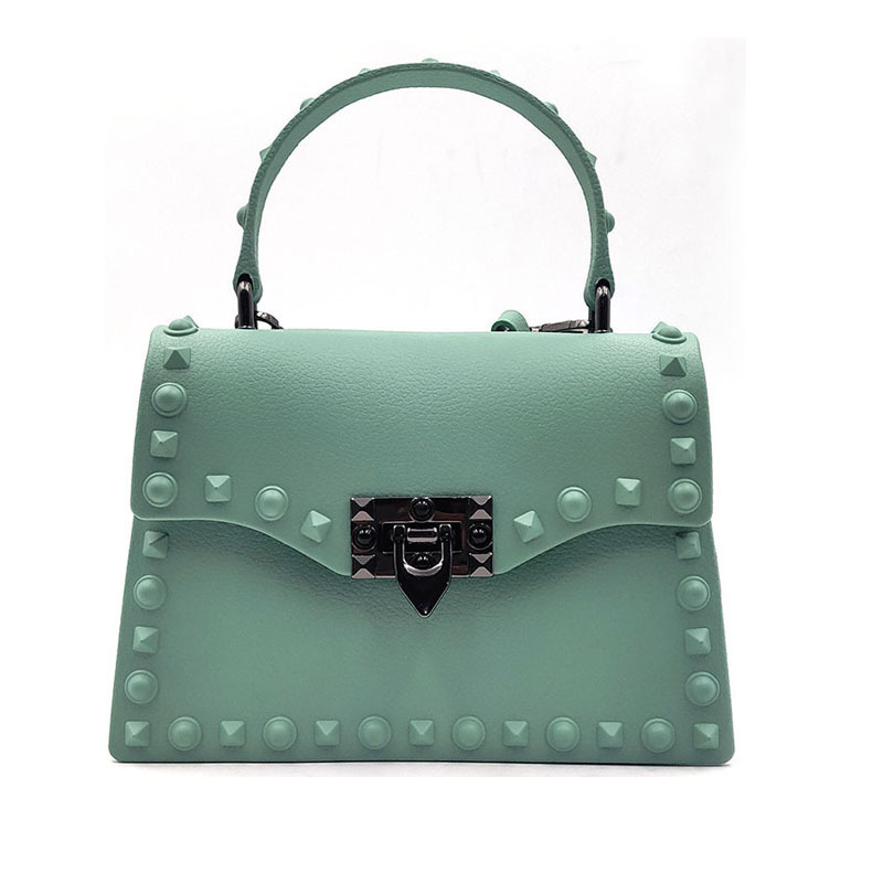 2022 European and American New Fashion Frosted and Matte PVC Gel Bag Trendy Colorful Crystals Rivet Hand-Carrying Shoulder Messenger Bag
