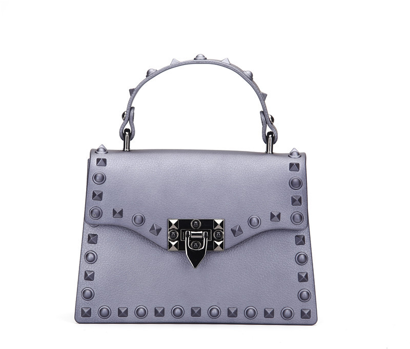 2022 European and American New Fashion Frosted and Matte PVC Gel Bag Trendy Colorful Crystals Rivet Hand-Carrying Shoulder Messenger Bag