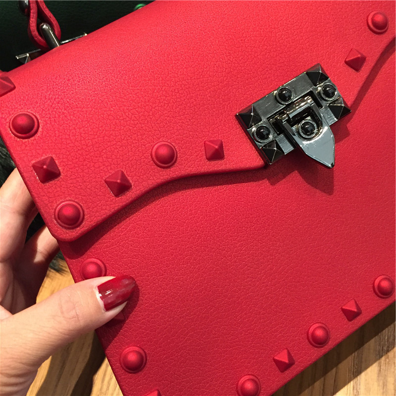 2022 European and American New Fashion Frosted and Matte PVC Gel Bag Trendy Colorful Crystals Rivet Hand-Carrying Shoulder Messenger Bag