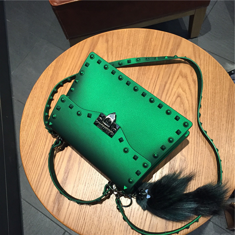 2022 European and American New Fashion Frosted and Matte PVC Gel Bag Trendy Colorful Crystals Rivet Hand-Carrying Shoulder Messenger Bag