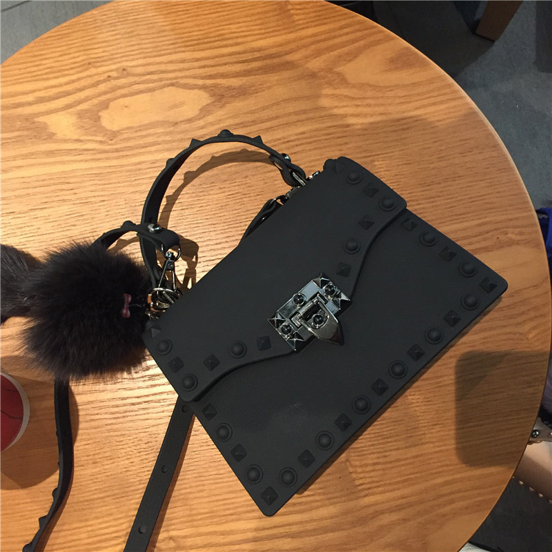 2022 European and American New Fashion Frosted and Matte PVC Gel Bag Trendy Colorful Crystals Rivet Hand-Carrying Shoulder Messenger Bag