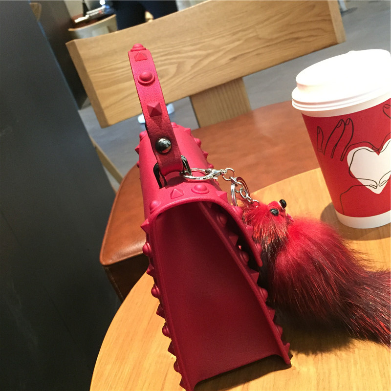 2022 European and American New Fashion Frosted and Matte PVC Gel Bag Trendy Colorful Crystals Rivet Hand-Carrying Shoulder Messenger Bag