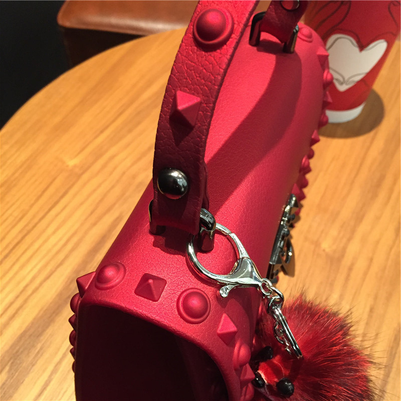 2022 European and American New Fashion Frosted and Matte PVC Gel Bag Trendy Colorful Crystals Rivet Hand-Carrying Shoulder Messenger Bag