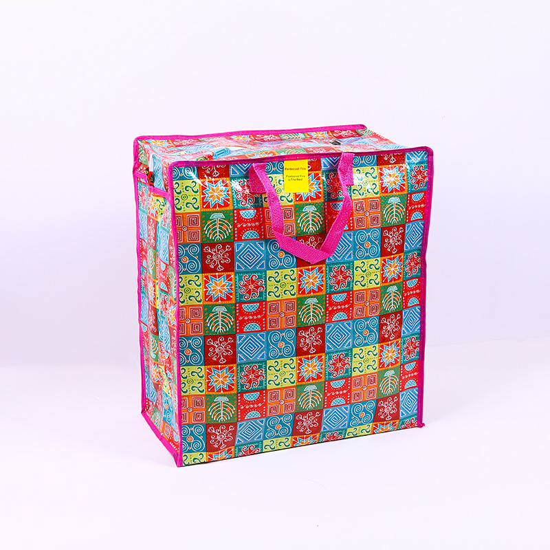 Factory Wholesale Portable Woven Bag Color Printing Film Moving Buggy Bag Shopping Packing Bag Clothes Finishing Quilt Bag