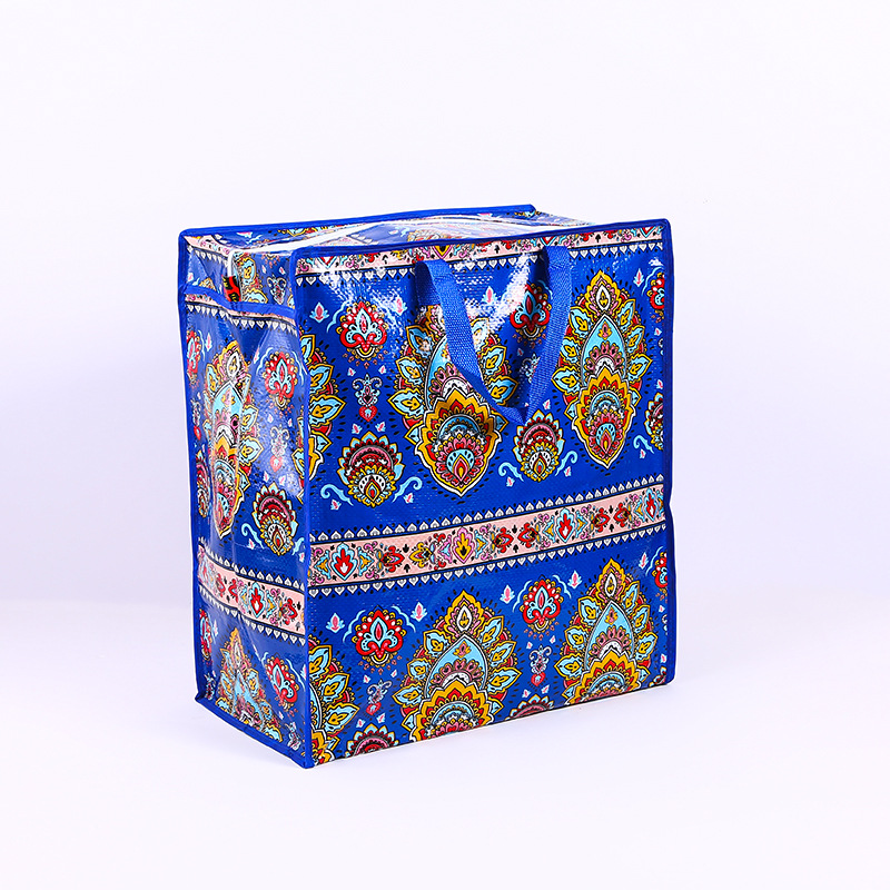 Factory Wholesale Portable Woven Bag Color Printing Film Moving Buggy Bag Shopping Packing Bag Clothes Finishing Quilt Bag