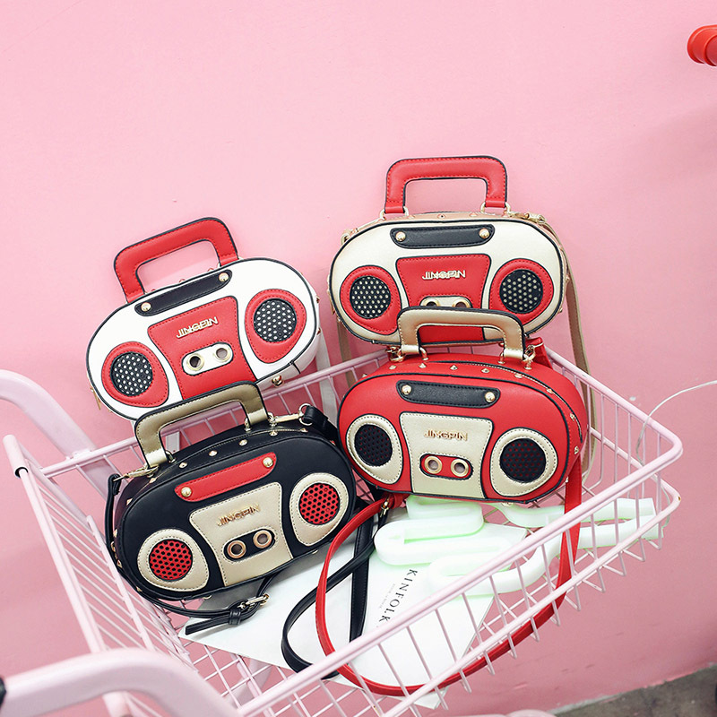 European and American Fashion Simulation Three-Dimensional Shoulder Bag Funny Personality Radio Style Crossbody Rivet Crossbody Bag Women