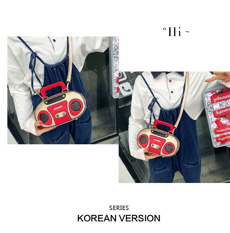 European and American Fashion Simulation Three-Dimensional Shoulder Bag Funny Personality Radio Style Crossbody Rivet Crossbody Bag Women