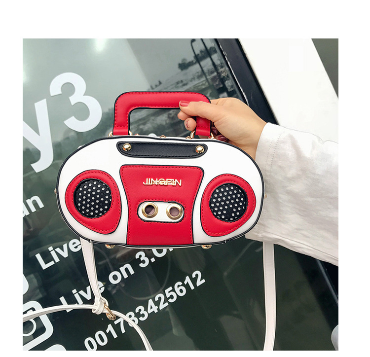 European and American Fashion Simulation Three-Dimensional Shoulder Bag Funny Personality Radio Style Crossbody Rivet Crossbody Bag Women