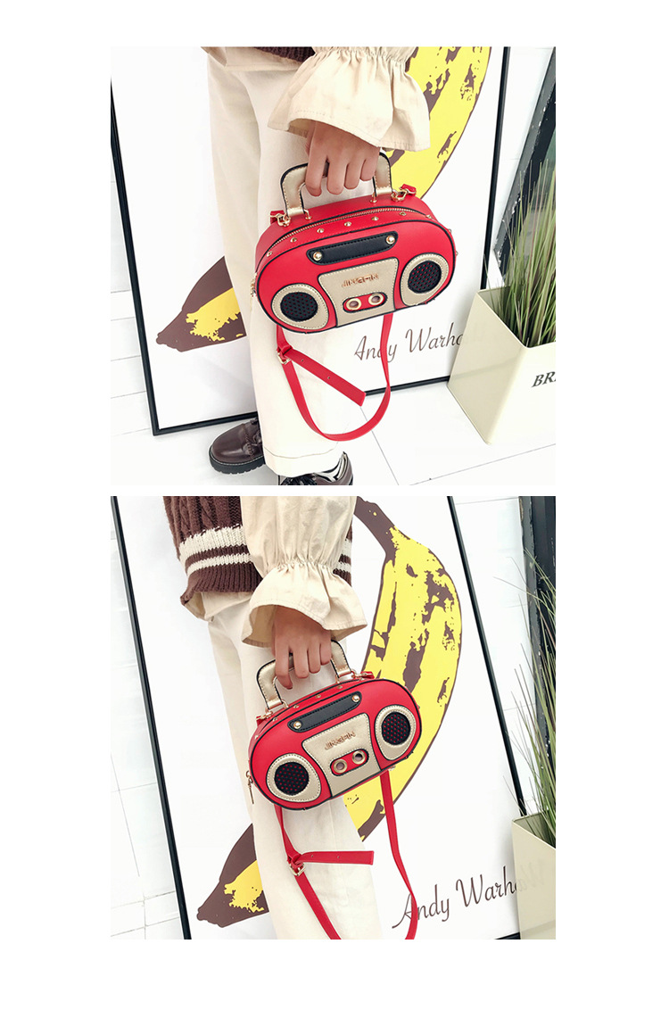 European and American Fashion Simulation Three-Dimensional Shoulder Bag Funny Personality Radio Style Crossbody Rivet Crossbody Bag Women