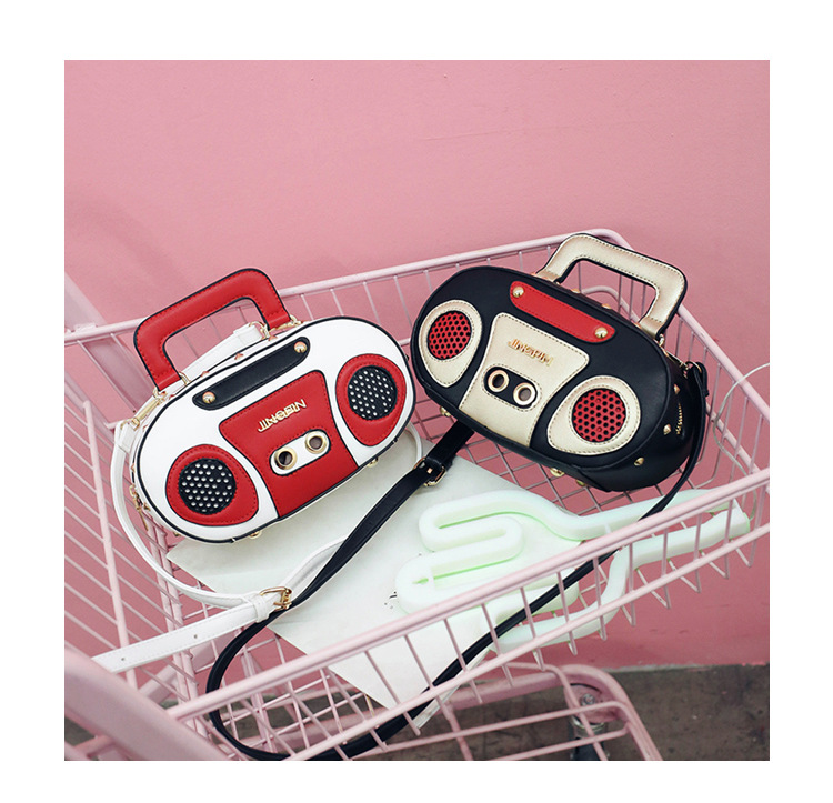 European and American Fashion Simulation Three-Dimensional Shoulder Bag Funny Personality Radio Style Crossbody Rivet Crossbody Bag Women