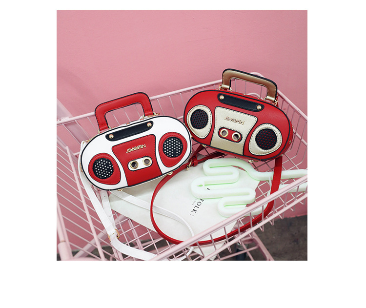 European and American Fashion Simulation Three-Dimensional Shoulder Bag Funny Personality Radio Style Crossbody Rivet Crossbody Bag Women