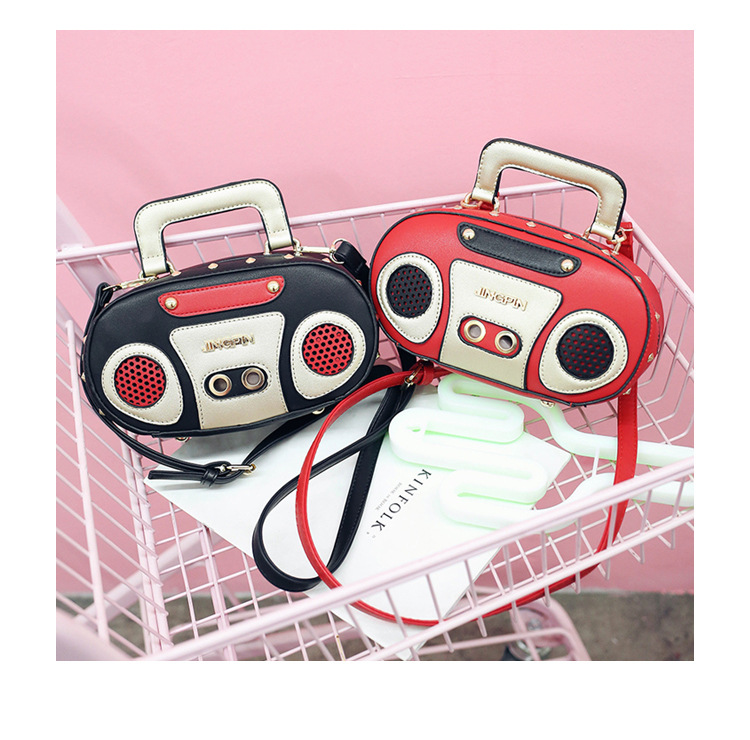 European and American Fashion Simulation Three-Dimensional Shoulder Bag Funny Personality Radio Style Crossbody Rivet Crossbody Bag Women
